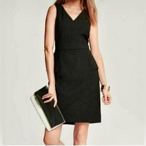 Banana Republic Lightweight Wool Peplum Sheath in Black Sleeveless Dress Size 0